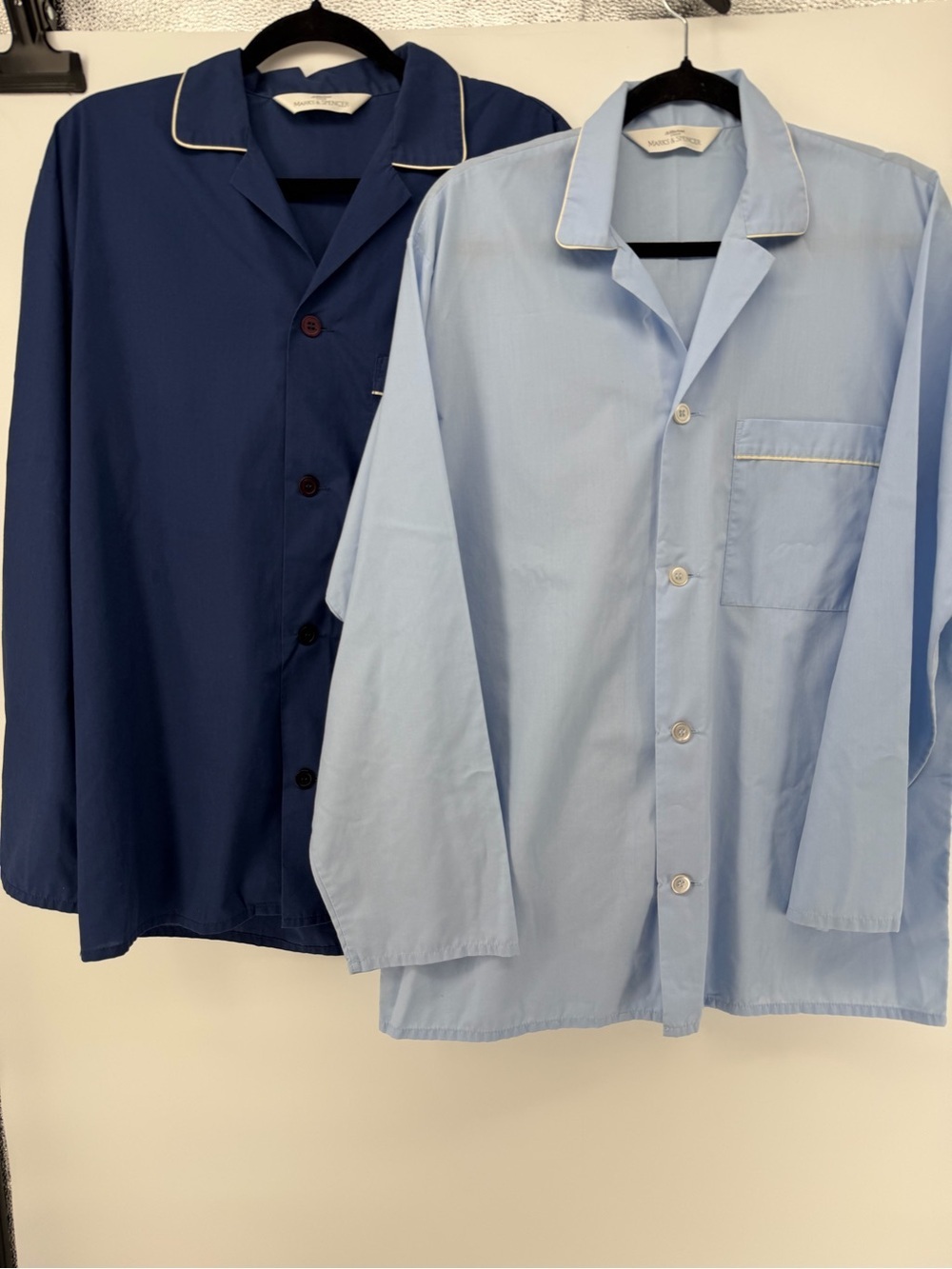 Vintage St Michael Marks & Spencer Pajama Tops Lot of 2 Blue Medium Made in UK